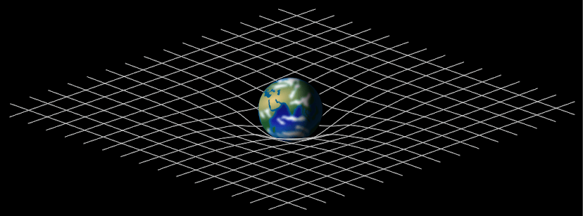 Rappresentazione semplificata della curvatura dello spaziotempo in presenza di una massa